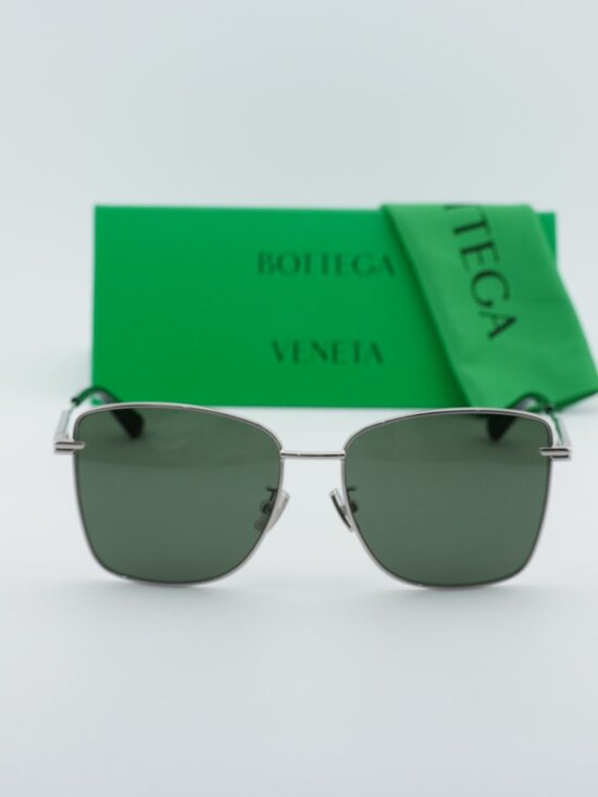 Bottega Veneta BV1237S 003 Square Sunglasses - Silver\\Green main image 2